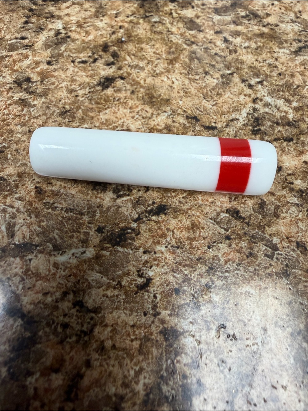 Vintage White Chalk Brooch Red Stripe Plastic Teacher School Novelty Pin